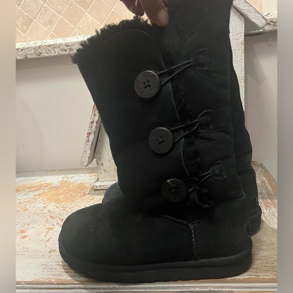 UGG Black Suede Button Boots - Picture 11 of 12